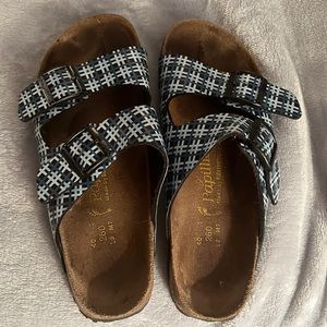 Birkenstocks checkered light blue and blue